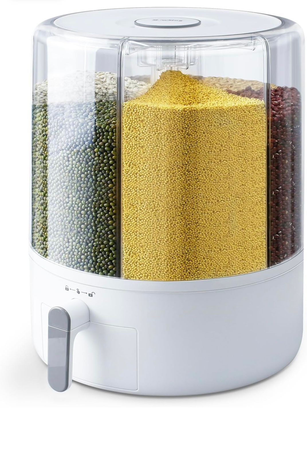 360° Rotating Grain Dispenser, Multi Grain Dispenser Bucket, Moisture Proof Cuisine Organizer, Rotary Partition Sealed Jar, Measuring Container Kitchen Grains Rice Storage Bucket Food Organizer 360° Rotating Grain Dispenser, Multi Grain Dispenser Bucket, Moisture Proof Cuisine Organizer, Rotary Partition Sealed Jar, Measuring Container Kitchen Grains Rice Storage Bucket Food Organizer
